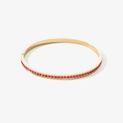 Coeur De Lion Gold Tone Stainless Steel Pink Crystal Bangle 0127/37-0416
