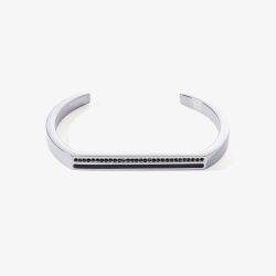 Coeur De Lion Silver Tone Black Crystal Bangle 0133/32-1317
