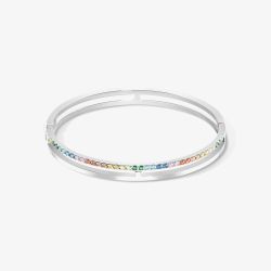 Coeur De Lion Silver Tone Multi Coloured Crystal Bangle 0136/32-1517_19