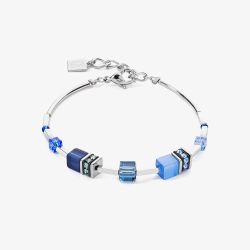 Coeur De Lion GeoCUBE Iconic Lite Silver Tone Blue Multi Stone Bracelet 2800/30-0700