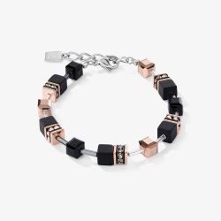 Coeur De Lion GeoCUBE Rose Gold Tone & Black Multi Stone Bracelet 4018/30-1300