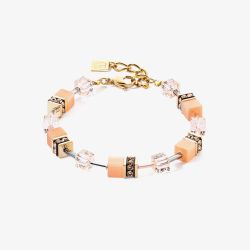 Coeur De Lion GeoCUBE Gold Tone Apricot Multi Stone Bracelet 4020/30-0230