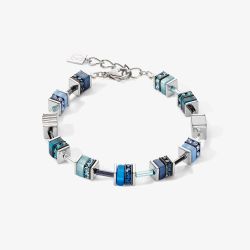 Coeur De Lion GeoCUBE Silver Tone Multi Stone Blue Bracelet 4509/30-0700