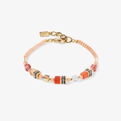 Coeur De Lion Mini GeoCUBES Gold Tone Orange Multi Stone Bracelet 4565/30-0200