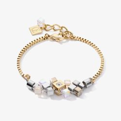 Coeur De Lion GeoCUBE Gold Tone Multistone Cluster Bracelet 5037/30-1617