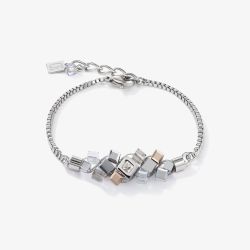 Coeur De Lion GeoCUBE Silver Tone Multistone Cluster Bracelet 5037/30-1723
