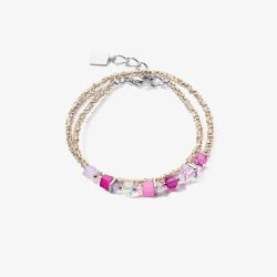Coeur De Lion Joyful Colours Pink Multi Stone Bead Double Bracelet 4564/30-1900