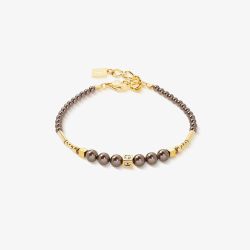 Coeur De Lion Shimmering Princess Gold Tone Mocha Multi Bead Bracelet 4312/30-1100