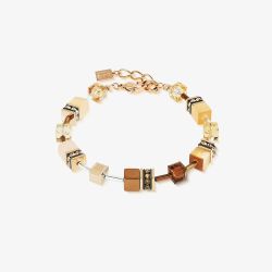 Coeur De Lion GeoCUBE Rose Gold Tone Mocha Multi Stone Bracelet 2838/30-1100