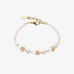 Coeur De Lion Mini Cubes Gold White Bracelet 4565/30-1416