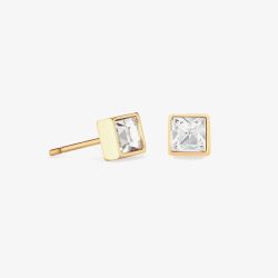 Coeur De Lion Brilliant Square Gold Plated Crystal Earrings 0501/21-1816