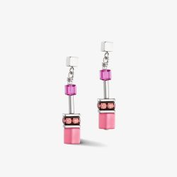 Coeur De Lion GeoCUBE Iconic Viva Magenta Pink Layer Drop Earrings 2838/21-0422