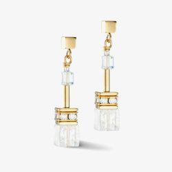 Coeur De Lion GeoCUBE Iconic Nature Gold Dropper Earrings 3018/21-1416