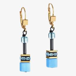 Coeur De Lion GeoCUBE Iconic Mono Blue Dropper Earrings 4020/20-0600
