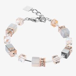 Coeur De Lion Ladies GeoCUBE Iconic Rose Gold Peach Square Crystal Bracelet 4017/30-0235