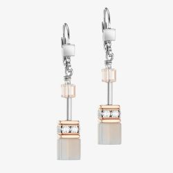 Coeur De Lion Ladies GeoCUBE Rose Gold Peach Drop Earrings 4017/20-0235