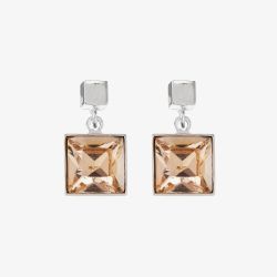 Coeur De Lion Square Peach Crystal Dropper Earrings 0080/21-0225