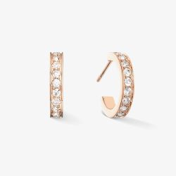 Coeur De Lion Rose Gold Tone Stainless Steel Crystal Hoop Earrings 0127/21-1822