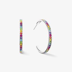 Coeur De Lion Stainless Steel Multi Coloured Crystal Hoop Earrings 0128/21-1517