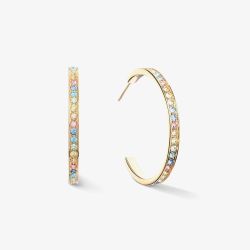 Coeur De Lion Gold Tone Multi Coloured Pastel Crystal Hoop Earrings 0128/21-1590