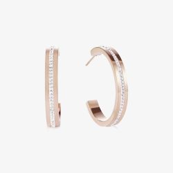 Coeur De Lion Rose Gold Tone Crystal Half Hoop Earrings 0149/21-1822