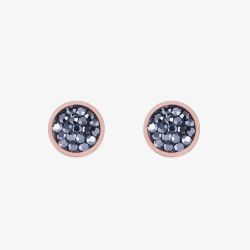 Coeur De Lion Rose Gold Tone Anthracite Crystal Stud Earrings 0218/21-1223