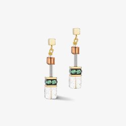 Coeur De Lion GeoCUBE Iconic Gold Tone Multi Colour Multi Stone Dropper Earrings 3018/21-0911