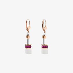 Coeur De Lion GeoCUBE Pink Rose Gold Dropper Earrings 4013/20-0400