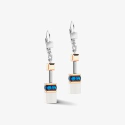 Coeur De Lion GeoCUBE Iconic Rose Gold & Blue Multi Stone Dropper Earrings 4013/20-0756