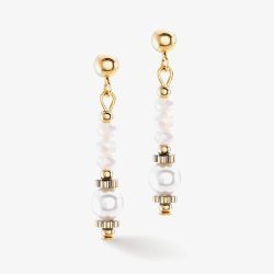 Coeur De Lion Little Twinkle Gold Tone Crystal Pearl Dropper Earrings 4434/21-1400