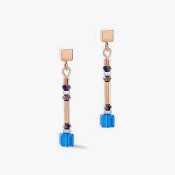 Coeur De Lion Cube Story Rose Gold Tone Multi Colour Crystals Dangle Earrings 5027/21-1538