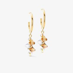 Coeur De Lion Dancing Crystals Gold Tone Clear & Gold Crystal Dropper Earrings 4639/21-1016