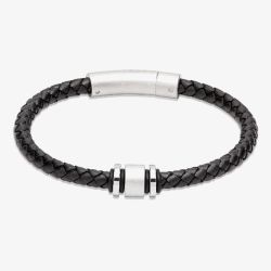 Unique Black Leather Braided Bracelet B510BL/21CM