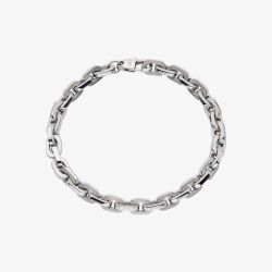 Unique Stainless Steel 21cm Square Matte Polished Belcher Chain Bracelet LAB-256/21CM