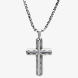 Unique Stainless Steel Patterned Cross Pendant AN116/50CM
