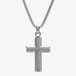 Unique Stainless Steel Matte Polished Cross Pendant AN-117/50CM