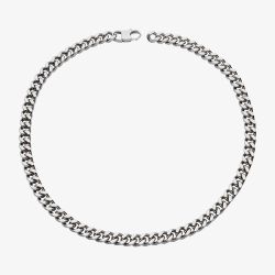 Unique Stainless Steel 50cm Matte Polished Curb Chain Necklace LAK-250/50CM