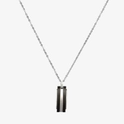 Unique Stainless Steel Black Tag Pendant Necklace AN-108/50CM
