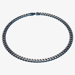 Unique Stainless Steel Matte Blue Curb Chain Necklace LAK-130/50CM