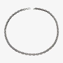 Unique Stainless Steel 50cm Square Matte Polised Belcher Chain Necklace LAK-256/50CM