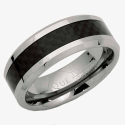 Unique Mens Tungsten Carbide 8mm Carbon Fibre Inlay Ring TUR-31