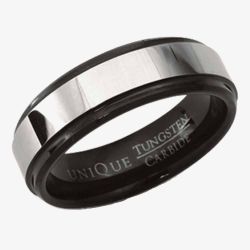 Unique Mens Tungsten Carbide 7mm Black-IP Ring TUR-37