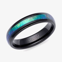 Unique Tungsten Carbide 6mm Black Abalone Shell Ring TUR-156-60