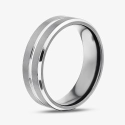 Unique Zirconium Silver 7mm Brushed Band Ring ZR-25