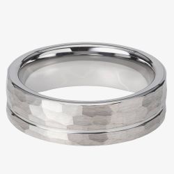 Unique Tungsten 7mm Hammered Ring TUR-79
