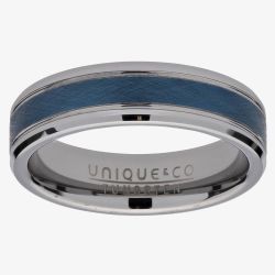Unique 6mm Blue Inlay Tungsten Carbide Ring TUR-89