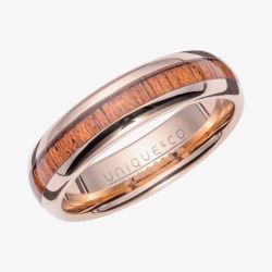 Unique Tungsten Rose Gold Plated & Wood Inlay 6mm Ring TUR-138