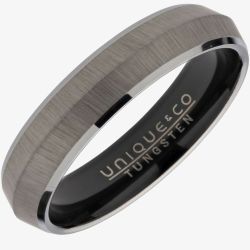 Unique Mens Tungsten Matte Domed Black IP Plated 7mm Ring TUR-91