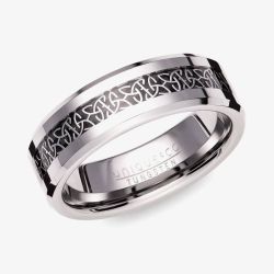 Unique Ring Tungesten 7mm Silver Celtic Band TUR-149