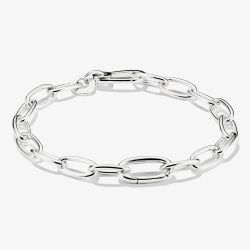THOMAS SABO Charm Club Connect Silver Wide Oval Link Charm Bracelet C1204-001-21